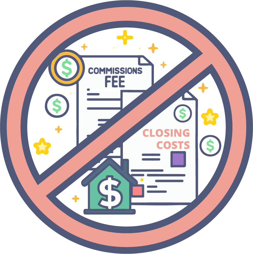 A graphic asset featuring a house and dollar sign, suggesting financial aspects of home selling.
