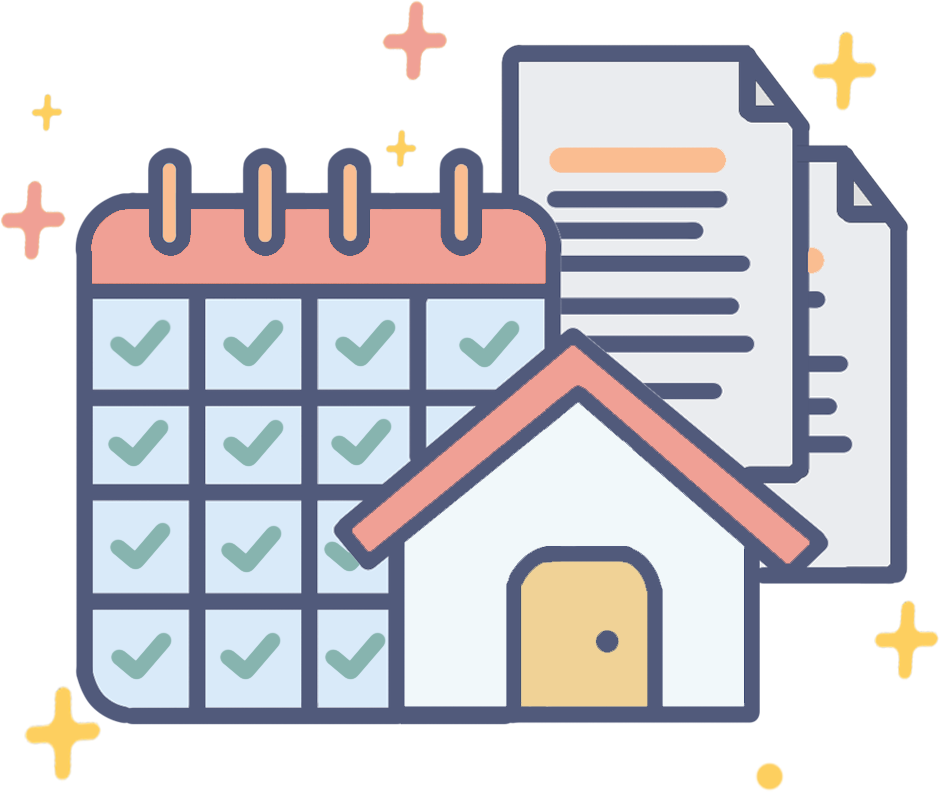 Calendar icon with a check mark, symbolizing a scheduled or completed appointment.