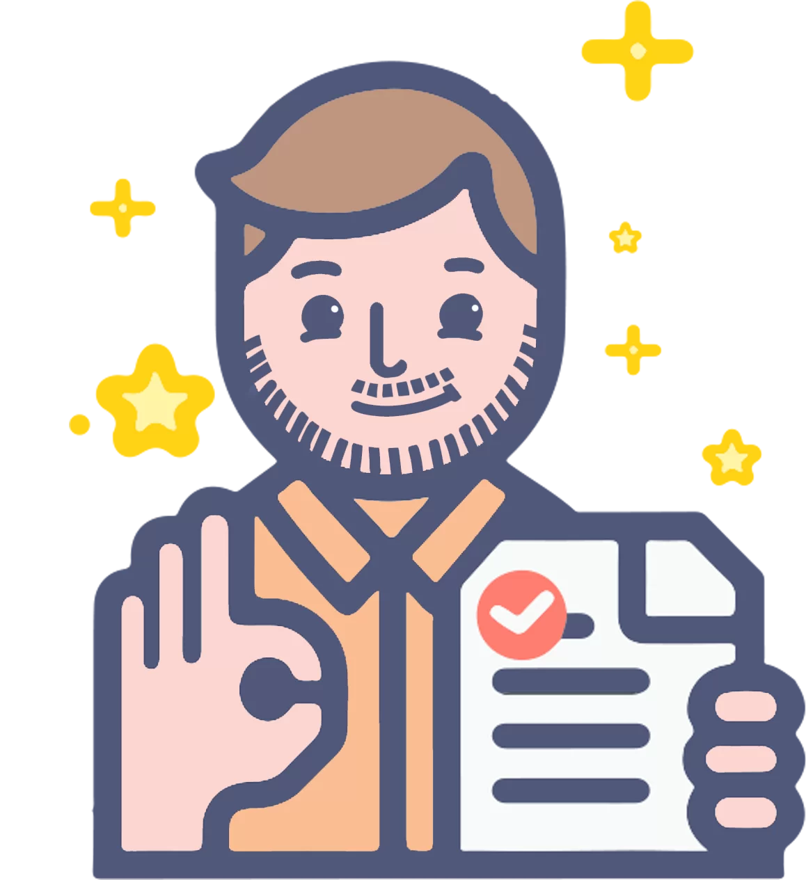 Image of a happy person who signed a contract.